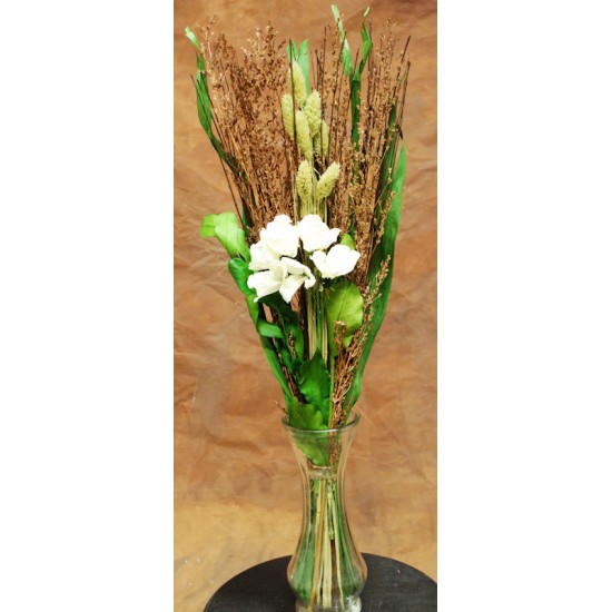 Dried White Rose Grass Bouquet