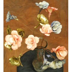 Wood Palm Roses Bunch