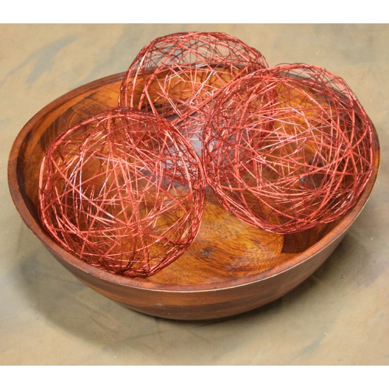 Decorative Wire Balls - 6 inch Red