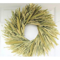 Green Mixed Wheat Wreath - 19 inch