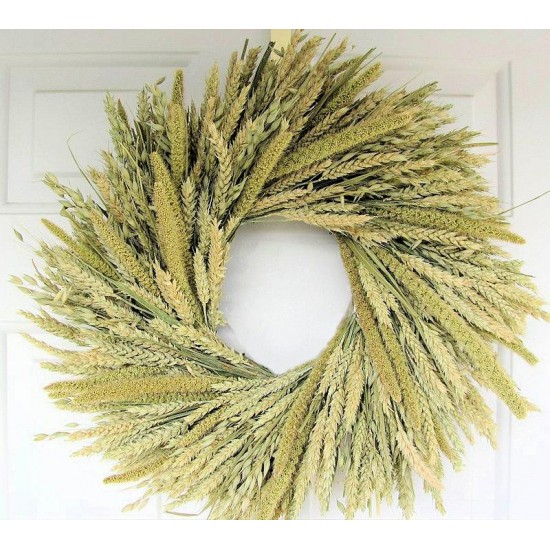 Green Mixed Wheat Wreath - 19 inch