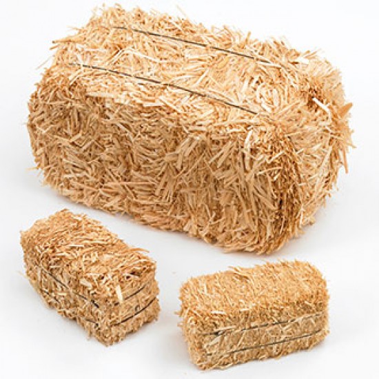 Package of 6 Mini Hay Bales Made of Real Dried Straw for Crafting, Embellsihing and Creating