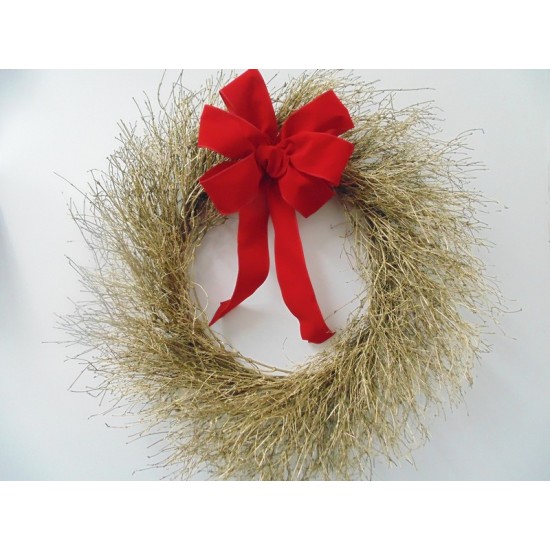 Dried Gold Quail Brush Wreath - Christmas