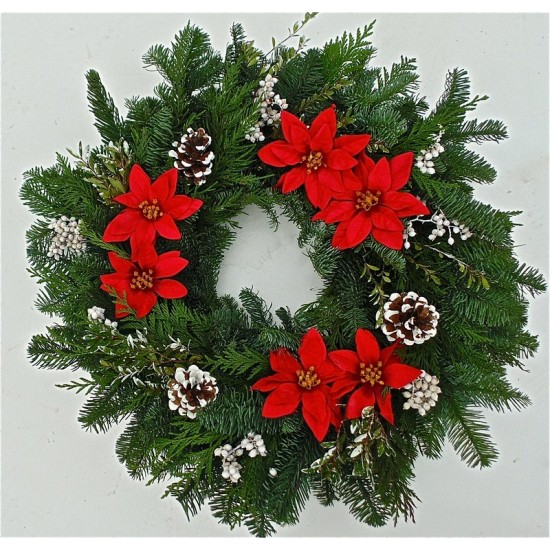 Fresh Poinsettia Wreath