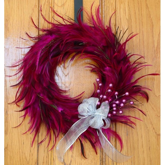 Pink Hackle Feather Wreath 18 inch diameter